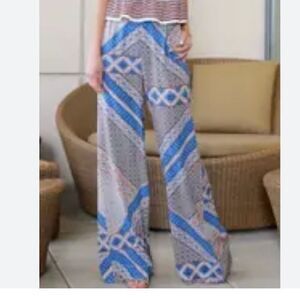 Yumi Kim Blue Wide Leg Patchwork Pants | Size S